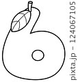 Outline doodle cartoon number 6, mango number for kids, worksheet  124067105