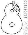 Outline doodle cartoon number 8, mango number for kids, worksheet  124067109