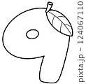 Outline doodle cartoon number 9, mango number for kids, worksheet  124067110