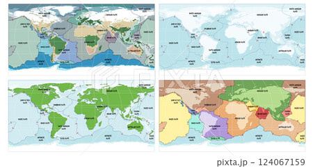 World Map with Tectonic Plates 124067159