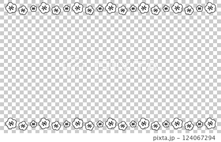 Simple plum blossom frame with vertical lines - Line drawing Simple plum blossom frame with vertical lines - Line drawing 124067294