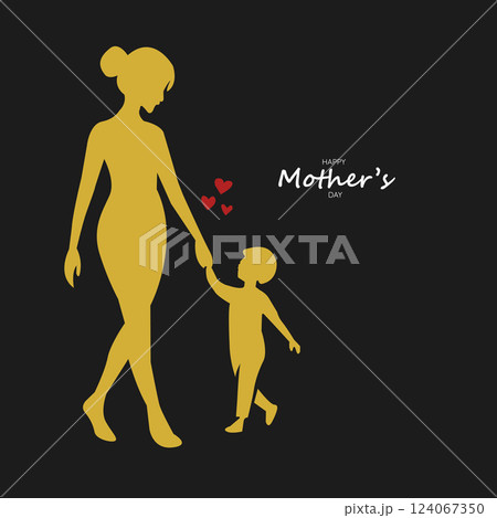 Elegant Mother's Day Silhouette of a Mother and Child Holding Hands 124067350