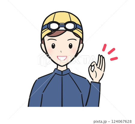水泳の授業・習い事 水着を着てOKサインをする女の子 水泳の授業・習い事 水着を着てOKサインをする女の子 124067628
