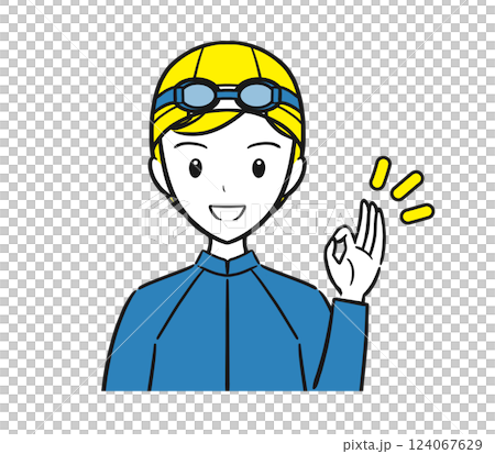 水泳の授業・習い事 水着を着てOKサインをする女の子(シンプル) 水泳の授業・習い事 水着を着てOKサインをする女の子(シンプル) 124067629