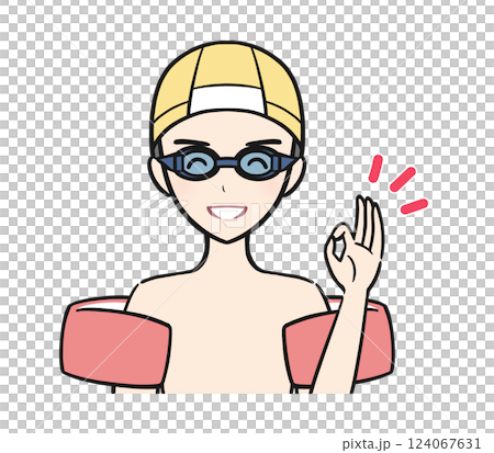 游泳課/課程:一個穿著泳衣的男孩做出 OK 手勢 游泳課/課程:一個穿著泳衣的男孩做出 OK 手勢 124067631