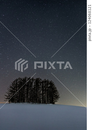 北海道美瑛町　「マイルドセブンの丘」雪と夜空【静寂】 124068121