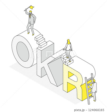 OKRで目標達成を目指すビジネスのイラスト 124068165