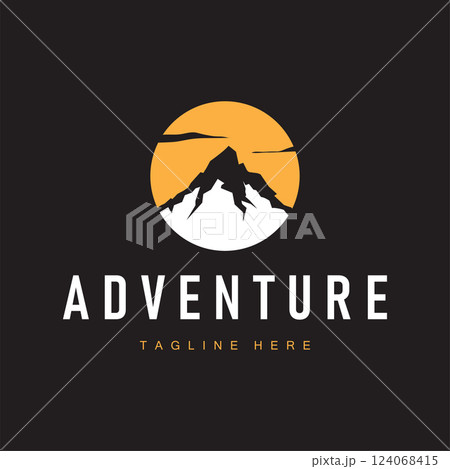 minimalist adventure design with simple mountain logo concept silhouette nature illustration template minimalist adventure design with simple mountain logo concept silhouette nature illustration template 124068415