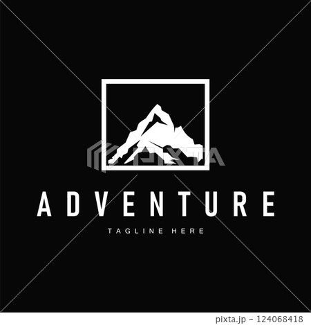 minimalist adventure design with simple mountain logo concept silhouette nature illustration template 124068418