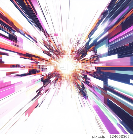 ネオンカラーの爆発的な光の抽象背景 124068565