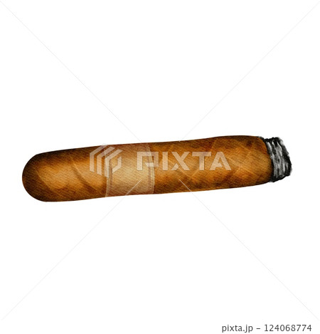Watercolor Smoking Cigar 124068774