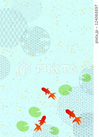 金魚　夏　水彩　和柄　背景 124068897