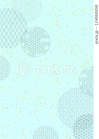 暑中見舞い　夏　青　和柄　背景 124068898