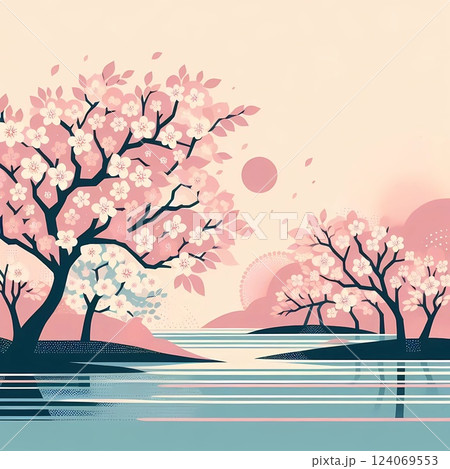 Tranquil Blossom Sunset 124069553