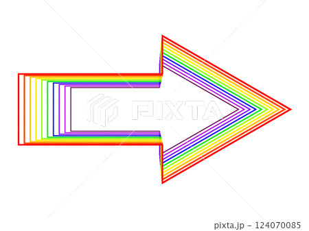 抽象的でカラフルな光の矢印記号の3dイラスト 124070085