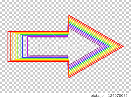 抽象的でカラフルな光の矢印記号の3dイラスト 124070085