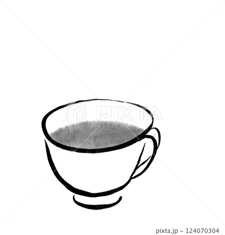 紅茶のカップモノクロイラスト 124070304