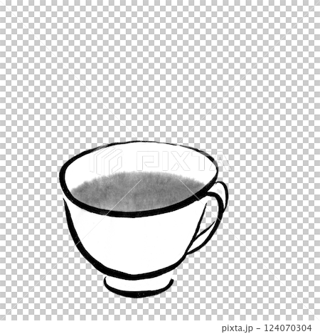 紅茶のカップモノクロイラスト 124070304