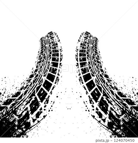 Old grunge tire track perspective 124070450