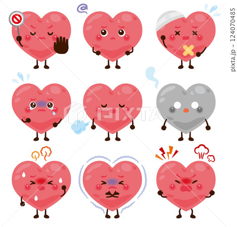 様々な状態の心のキャラクター 124070485