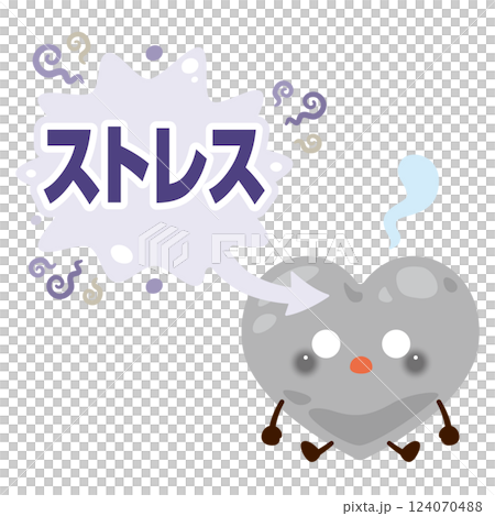 Character illustration of a stressed out heart 124070488