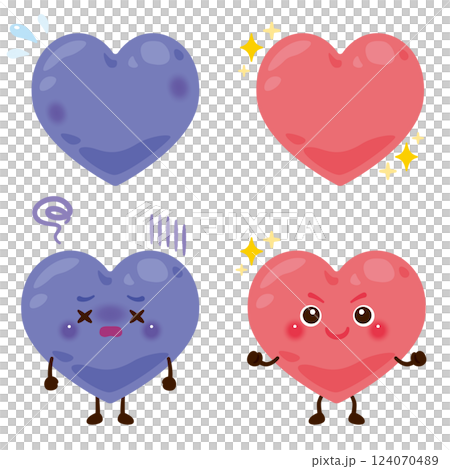 元気がない心のキャラクターと元気な心のキャラクター 124070489