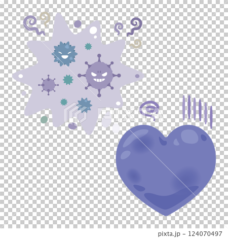 Illustration of a heart afraid of stress 124070497