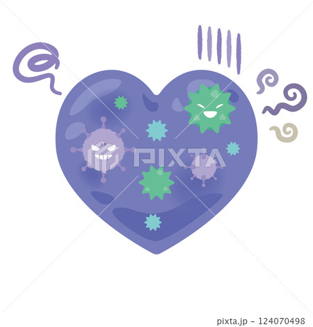 ストレスで一杯になり疲れた心のイラスト 124070498