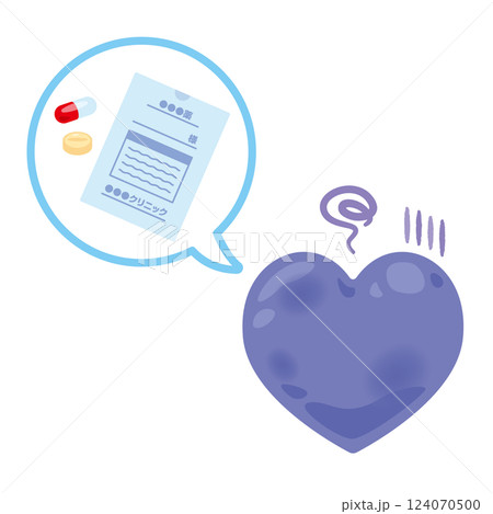 薬剤と調子が悪い心のイラスト 124070500