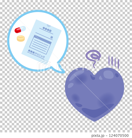 薬剤と調子が悪い心のイラスト 124070500