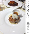 皿に盛られたハンバーグステーキ 124070722