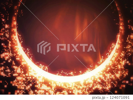 金色に輝く光の輪の抽象的な背景 124071091