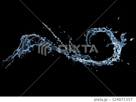 抽象的な青い水しぶきのイラスト 124071357