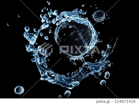 抽象的な青い水しぶき 124071416