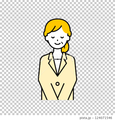 Upper body pose_simple senior office worker woman 18 124071546