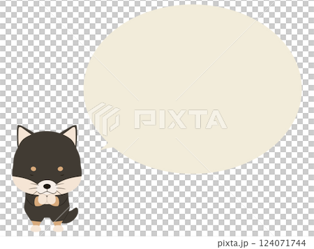 拝む黒柴。吹き出し付き 拝む黒柴。吹き出し付き 124071744