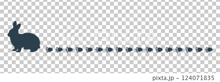 Line silhouette of a rabbit walking and leaving footprints 124071835