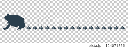 Line silhouette of a frog walking and leaving footprints Line silhouette of a frog walking and leaving footprints 124071836