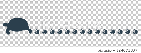 Line silhouette of a turtle walking and leaving footprints 124071837