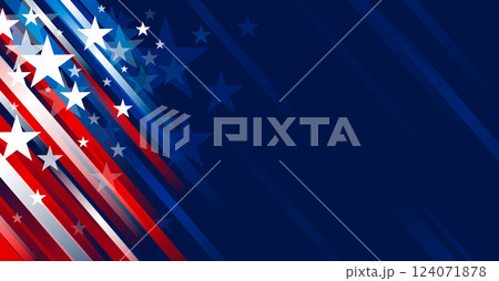 4th of july USA independence day banner design of stars and line on blue background with copy space vector illustration 124071878