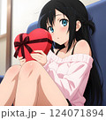 プレゼントを渡す少女 バレンタインのチョコレート　クリスマス　贈り物　告白　ギフト 124071894