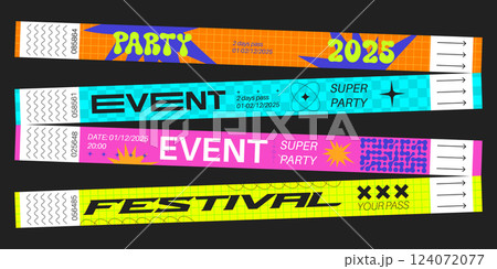 Party bracelet mockups set isolated on black 124072077