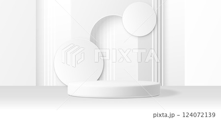 White geometric 3d podium with arch shapes 124072139