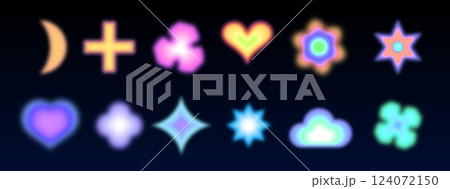 Blurred abstract shapes set isolated on black 124072150