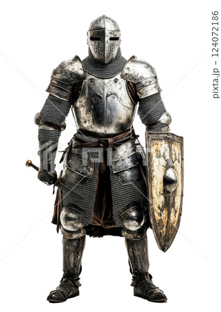 Medieval Knight in Full Armor with Sword and Shield Medieval Knight in Full Armor with Sword and Shield 124072186