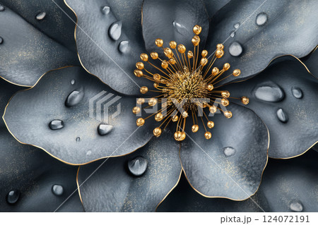 Abstract metallic flower with golden details 124072191