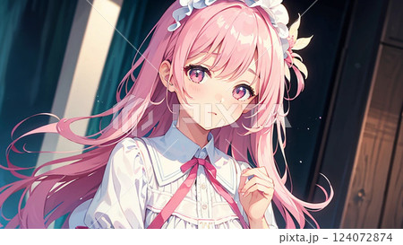 ピンク髪　童顔の女の子「AI生成画像」 124072874