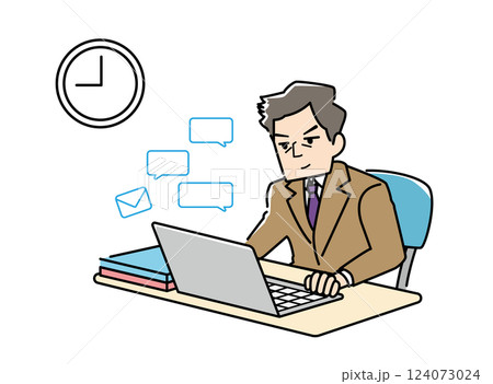 連絡業務をこなすビジネスマン 124073024