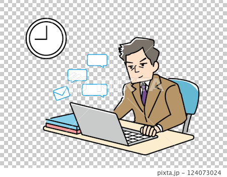 連絡業務をこなすビジネスマン 124073024
