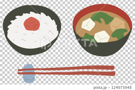 白飯和味噌湯（配梅子） 124073048